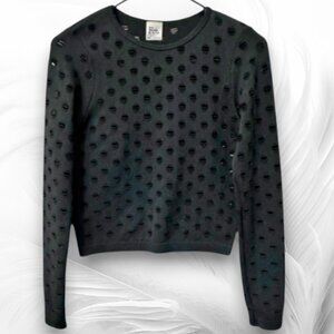 Women's Black Top with Long Sleeves and Perforation Size: S